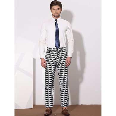 Men's Geometric Printed Color Block Flat Front Dress Pants