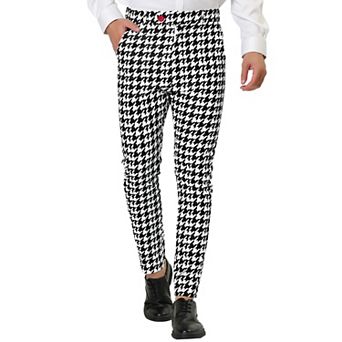 Men's Geometric Printed Color Block Flat Front Dress Pants