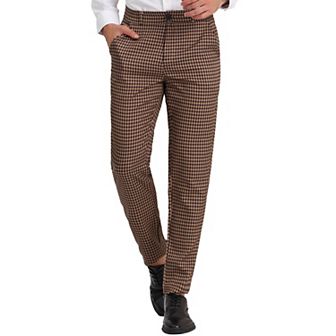 Men's Geometric Printed Color Block Flat Front Dress Pants
