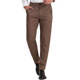 Men's Geometric Printed Color Block Flat Front Dress Pants