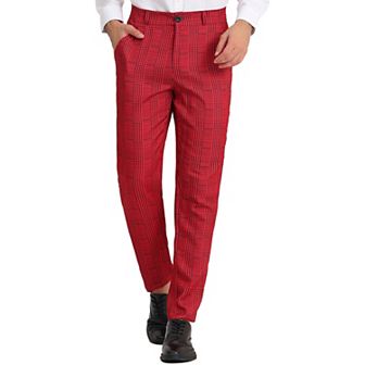 Men's Geometric Printed Color Block Flat Front Dress Pants