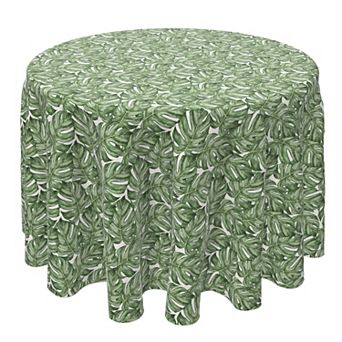 Round Tablecloth, 100% Cotton, 60 Round", Monstera Leaves