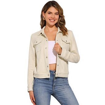 Women's Jackets Long Sleeve Faux Suede Trucker Motorcycle Jacket