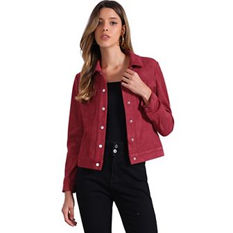 Women's Jackets Long Sleeve Faux Suede Trucker Motorcycle Jacket