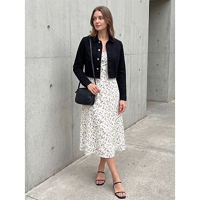 cropped denim jacket with dress Style Files #29