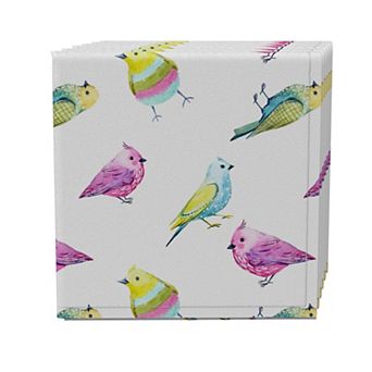 Napkin Set of 4, 100% Cotton, 20x20", Rainbow Birds