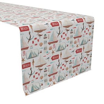 Table Runner, 100% Cotton, 16x90", Seaside Background