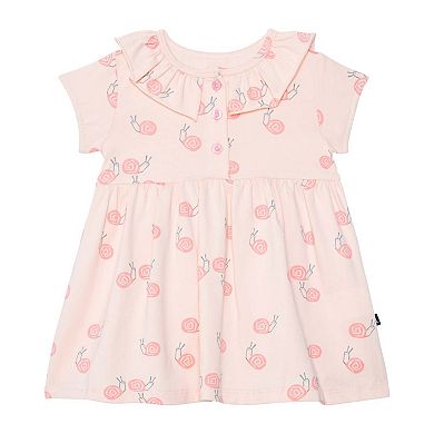 Organic Cotton Printed Dress Set Pink Snails