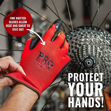 Work Polyester Gloves with Grip, Breathable Material, Machine Washable, Ultra Grippy Protective Mechanic Gloves