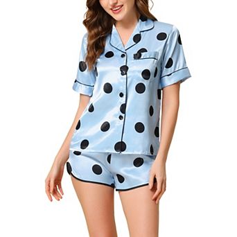Women's Satin Pajamas Nightwear 2 pc Sleepwear Tops with Shorts Lounge PJ Sets