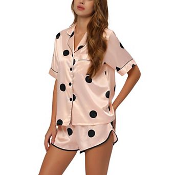 Women's Satin Pajamas Nightwear 2 pc Sleepwear Tops with Shorts Lounge PJ Sets