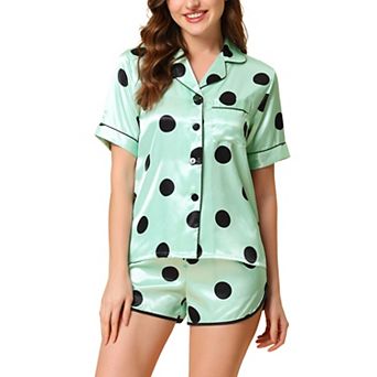 Women's Satin Pajamas Nightwear 2 pc Sleepwear Tops with Shorts Lounge PJ Sets