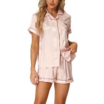 Women's Satin Pajamas Nightwear 2 pc Sleepwear Tops with Shorts Lounge PJ Sets