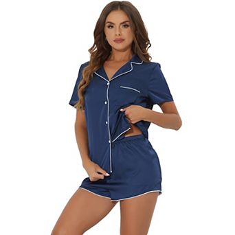 Women's Satin Pajamas Nightwear 2 pc Sleepwear Tops with Shorts Lounge PJ Sets