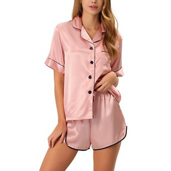Women's Satin Pajamas Nightwear 2 pc Sleepwear Tops with Shorts Lounge PJ Sets