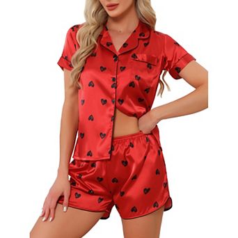 Women's Satin Pajamas Nightwear 2 pc Sleepwear Tops with Shorts Lounge PJ Sets