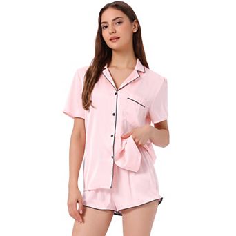 Women's Satin Pajamas Nightwear 2 pc Sleepwear Tops with Shorts Lounge PJ Sets