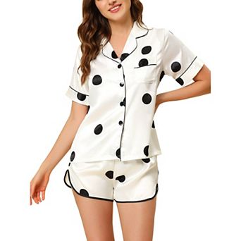 Women's Satin Pajamas Nightwear 2 pc Sleepwear Tops with Shorts Lounge PJ Sets