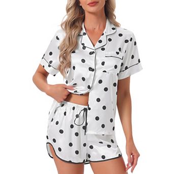 Women's Satin Pajamas Nightwear 2 pc Sleepwear Tops with Shorts Lounge PJ Sets