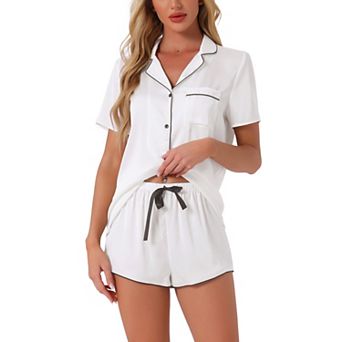 Women's Satin Pajamas Nightwear 2 pc Sleepwear Tops with Shorts Lounge PJ Sets