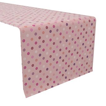 Table Runner, 100% Cotton, 16x108", Fun Pink Dots