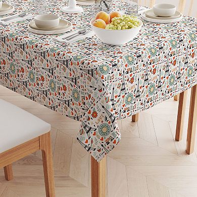 Square Tablecloth, 100% Cotton, 60x60", Colorful Paris Design