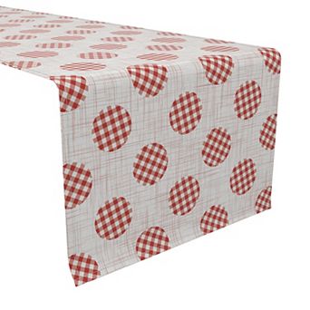 Table Runner, 100% Cotton, 16x108", Gingham Polka Dot
