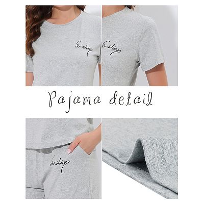 LYANER Women's Cute Cat Print Pajama Set - Short Sleeve Top & Capri Pants, Cotton Lounge Wear
