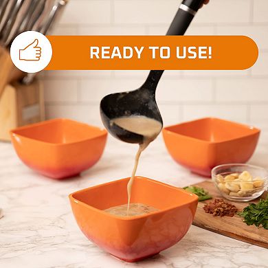 Porcelain Ceramic Square Soup Bowls With Handles, Soup Crocks