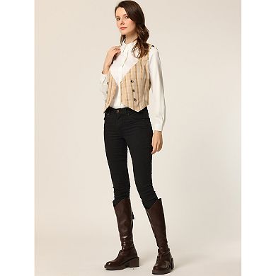 Women's Plaid Double Breasted Cinched Waist Racerback Suit Vest