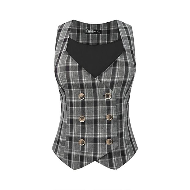 7 For All Mankind Women’s Sleeveless Ruffle Top – Black & White Stretch Twill Shirt With Button Front
