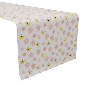 Table Runner, 100% Cotton, 16x108", Cartoon Graphic Flowers