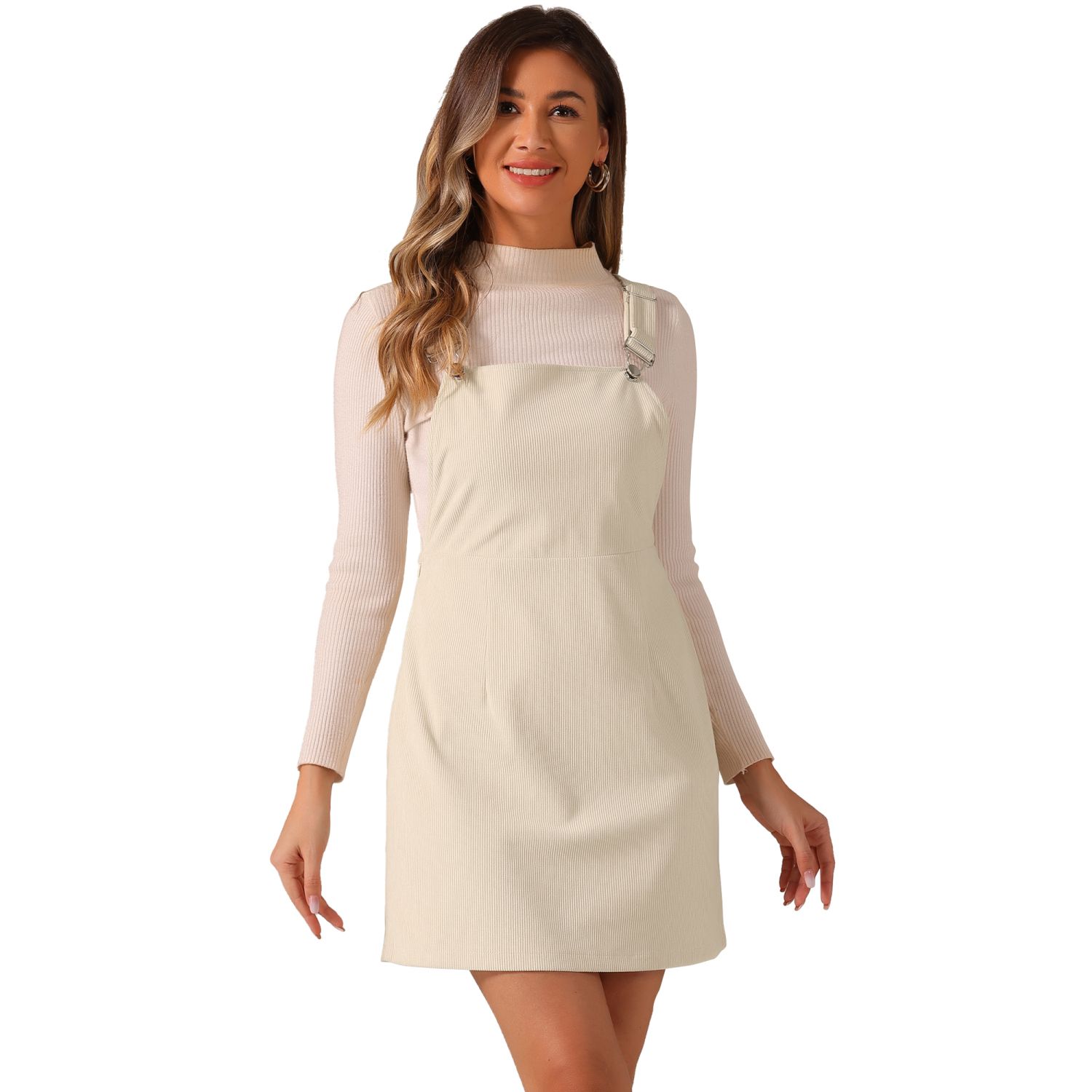 overall dress beige Corduroy Overall Dress with Pocket main image 1