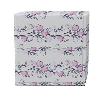 Napkin Set of 4, 100% Cotton, 20x20", Watercolor Bouquet