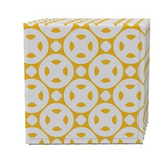 Napkin Set of 4, 100% Cotton, 20x20", Golden Retro Style