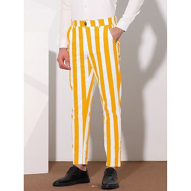 Men's Striped Pants Skinny Fit Color Block Dress Trousers