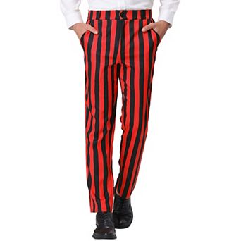 Men's Striped Pants Skinny Fit Color Block Dress Trousers