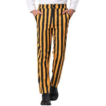 Men's Striped Pants Skinny Fit Color Block Dress Trousers