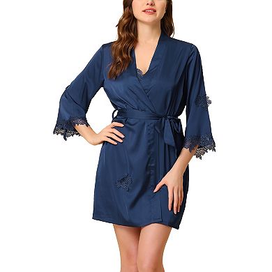 Women's 2pcs Pajama Sleepwear Silk Cami Nightdress with Robe Satin Sets