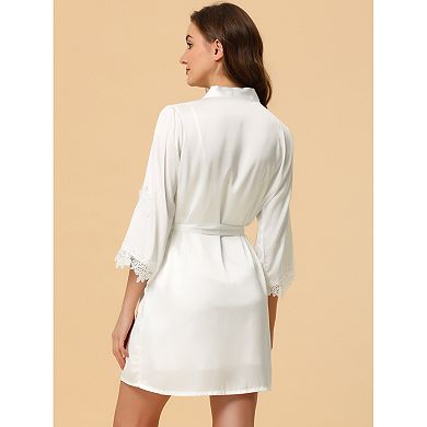 Women's 2pcs Pajama Sleepwear Silk Cami Nightdress with Robe Satin Sets
