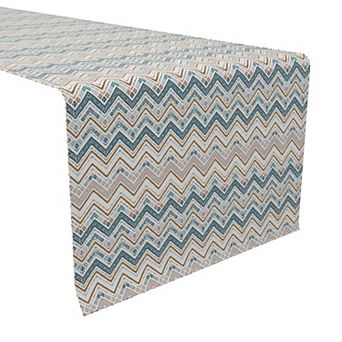 Table Runner, 100% Cotton, 16x90", Boho Chevron