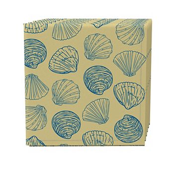 Napkin Set of 4, 100% Cotton, 20x20", Beach Shells