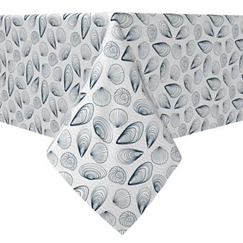 Square Tablecloth, 100% Cotton, 60x60", Ocean Shells and Waves