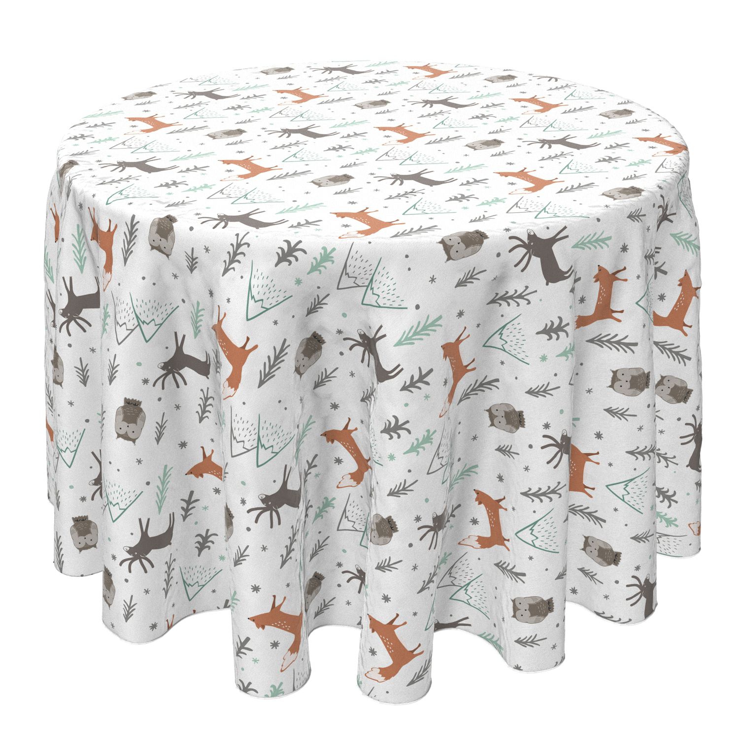 Round Tablecloth 100 Cotton 60 Round Winter Forest   6466934