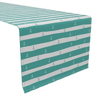 Table Runner, 100% Cotton, 16x72", Marine Anchors Stripe