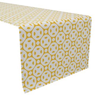 Table Runner, 100% Cotton, 16x108", Golden Retro Style