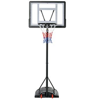 Basketball Hoop W/ 2 Built-in Moving Wheels And Ball Holder, 65.75"h -90.5 H