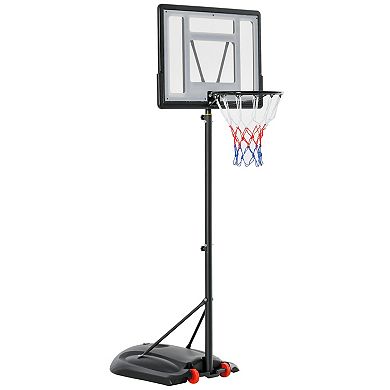 Basketball Hoop W/ 2 Built-in Moving Wheels And Ball Holder, 65.75"h -90.5 H