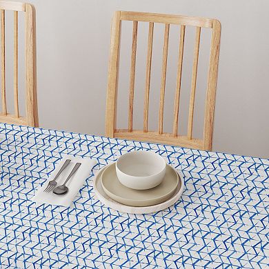 Round Tablecloth, 100% Cotton, 60 Round", Blue Watercolor Style