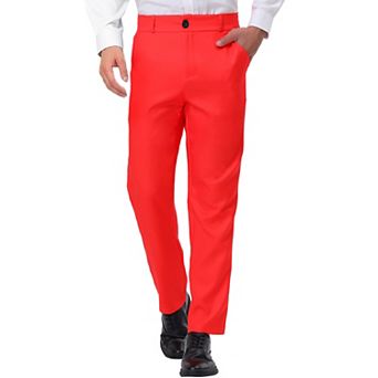 Men's Formal Flat Front Straight Fit Solid Prom Dress Pants